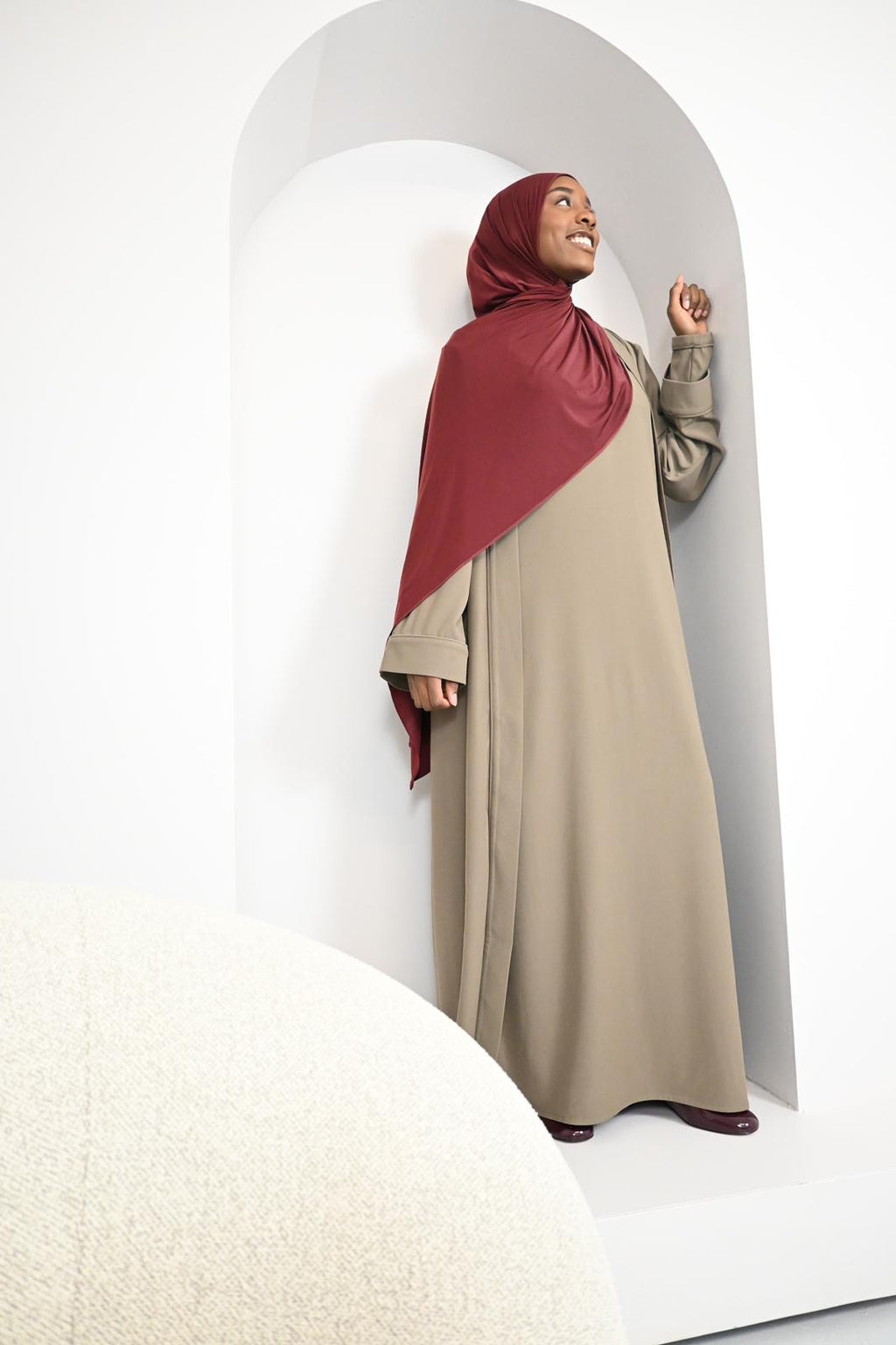 Ensemble Amira - robe manches longues & kimono - Taupe