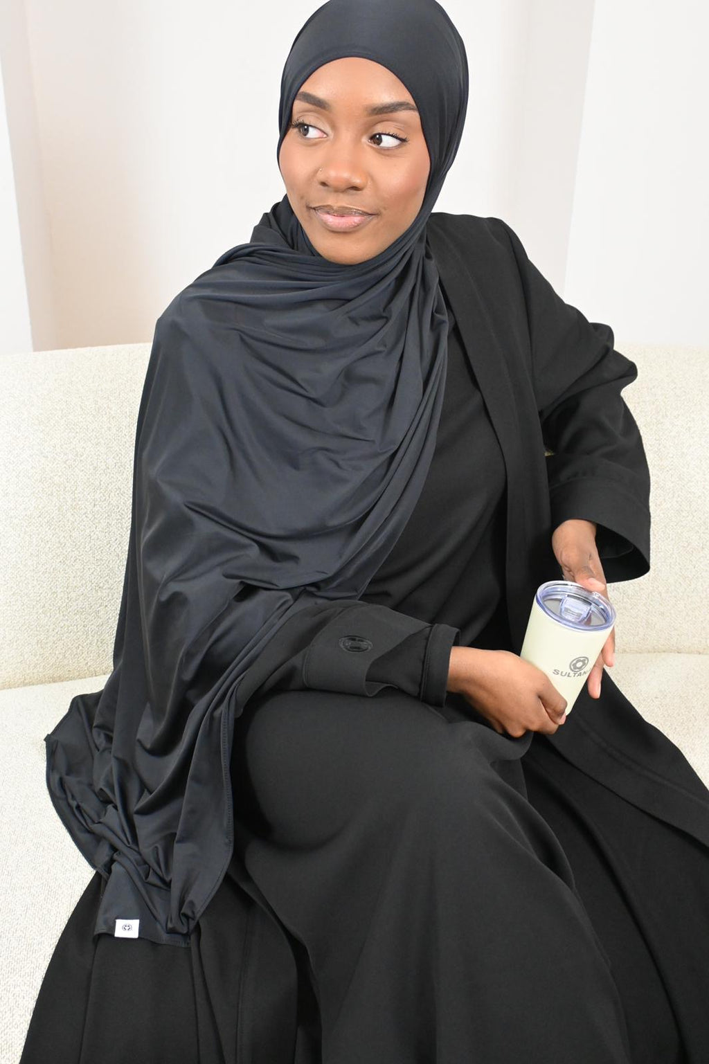 Ensemble Amira - robe manches longues & kimono - Noir