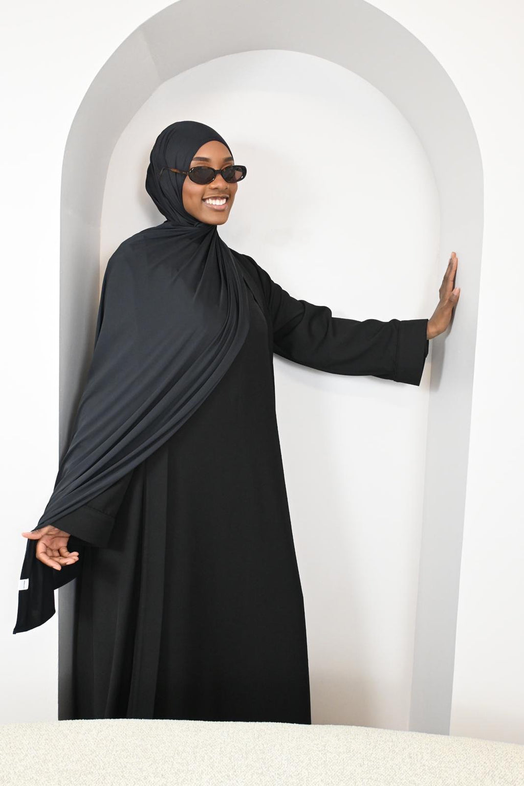 Ensemble Amira - robe manches longues & kimono - Noir