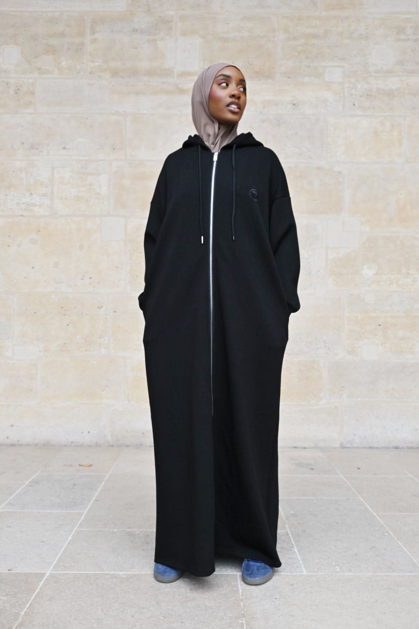 L’Intemporelle – Veste longue minimaliste - NOIR