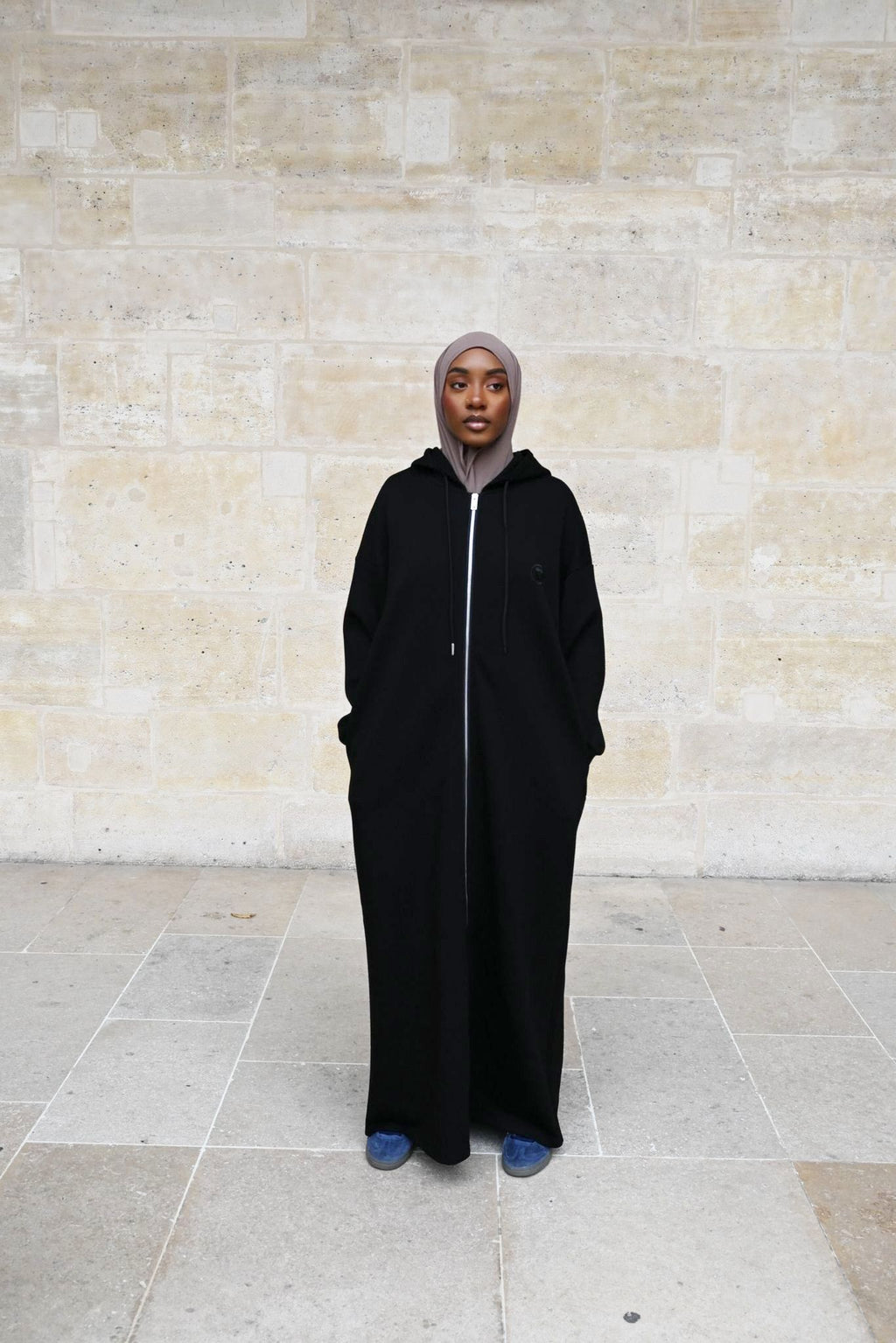 L’Intemporelle – Veste longue minimaliste - NOIR